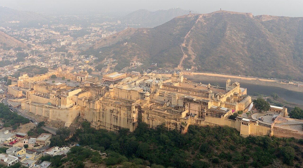 Amber Fort and the hills of Jaipur seen from Jaigarh Fort