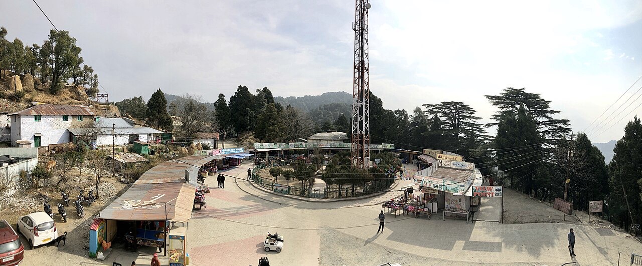 Panorama from Snow View Point in Nainital across forested ridges